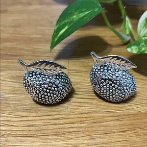 Vintage Godinger Silver Art Co Fruit Design Place Card‎ Holder Set of 2